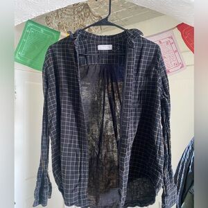 Black plaid Everlane button down